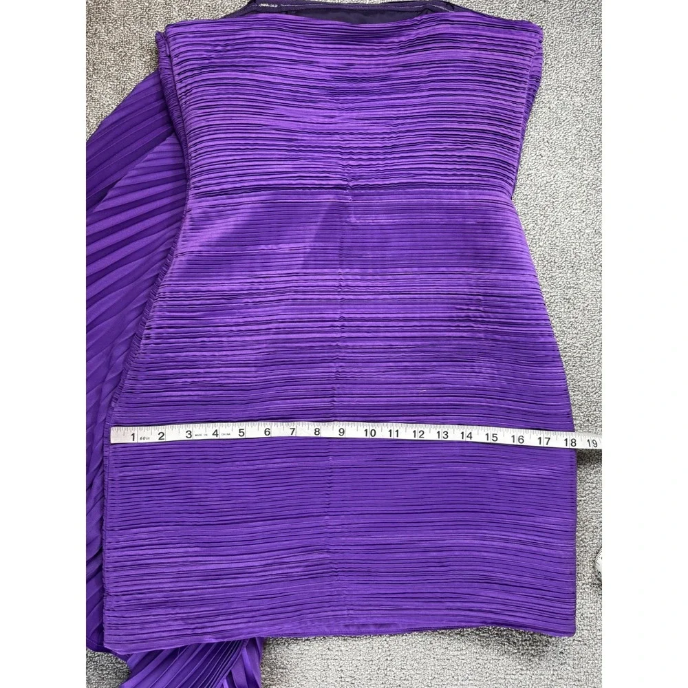 AMUR Dress Womens 4 Purple Kayleigh Mini Strapless Pleated‎ Side Ruffle